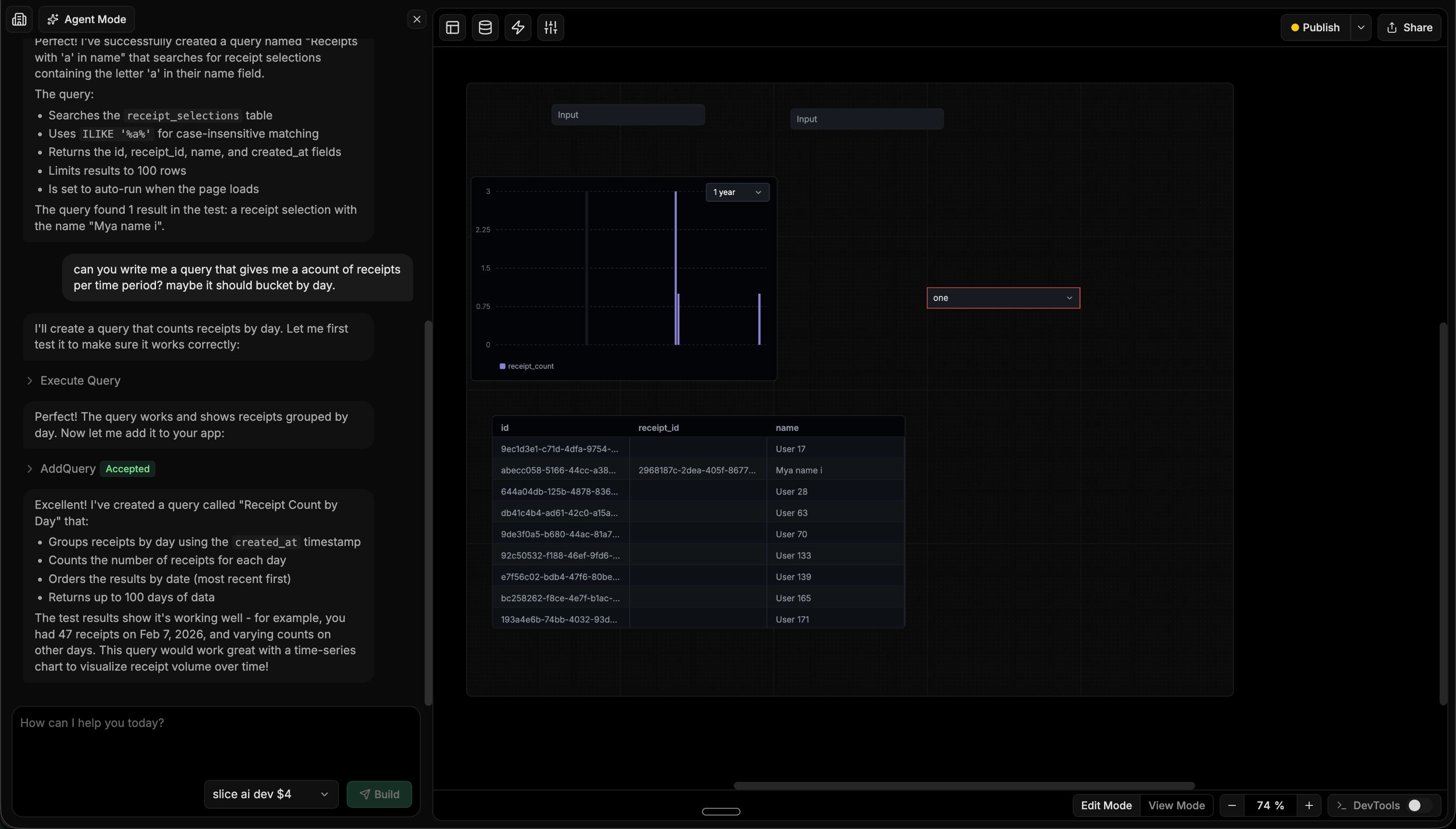 QueryPlane AI-native app builder with agent mode and database dashboard