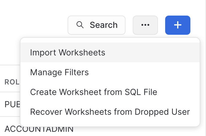 Snowsight SQL worksheet and results interface