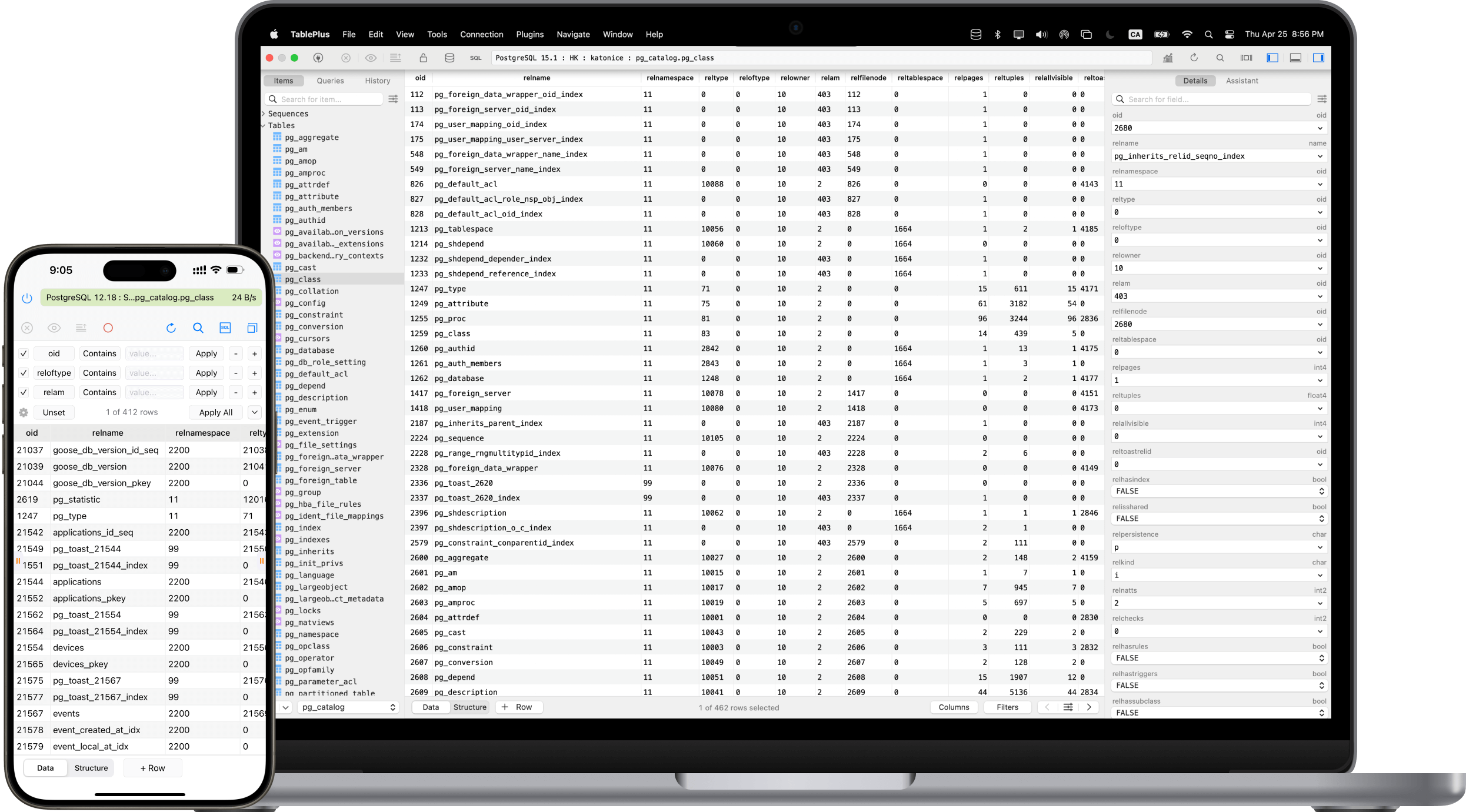 TablePlus native macOS interface with data table view